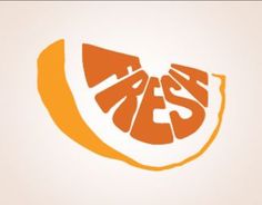 an orange and white logo with the word fresh written in bold font on it's side