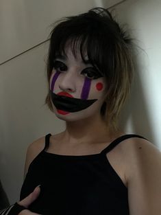 The Puppet Makeup, Five Nights At Freddy's Halloween Costume, Puppet Make Up, Simple Fnaf Cosplay, Fnaf Puppet Costume, Marionette Fnaf Makeup, Puppet Fnaf Costume, The Puppet Fnaf Cosplay, Fnaf Puppet Makeup