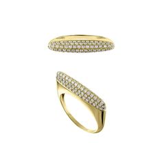 This classic gold and diamond stacker is gorgeous alone and even better when you stack a few of them. Also pairs perfectly with the all gold "Presley Stack Rings". Measures just over 1 inch wide. 14K Yellow Gold. Each ring sold separately, 0.72 cts diamonds  Dimensions reference the ring size and are not specific to the ring itself. Everyday Luxury Cubic Zirconia Rings With Pave Setting, Vs Clarity Diamond Ring, Everyday Luxury Diamond Ring With Vs Clarity, Everyday Luxury 14k Gold Diamond White Diamond Ring, Everyday Luxury 14k Gold Diamond White Ring, Vs Clarity Diamond Ring For Everyday Luxury, Dazzling Stackable Yellow Gold Diamond Ring, Everyday Luxury 14k Gold Diamond Ring Vvs Clarity, Dazzling Yellow Gold Stackable Diamond Ring