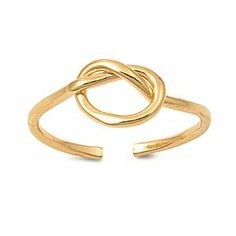 Yellow Gold Plated Silver Love Knot Mid Finger / Knuckle Ring $12.95 Plain Jewelry, Sterling Silver Toe Rings, Celtic Knot Designs, Adjustable Knot, Silver Toe Rings, Jewelry Knots, Knot Ring, Toe Ring