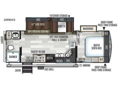 the floor plan for a travel trailer