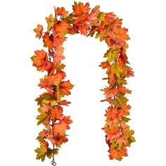 an orange and green garland with leaves