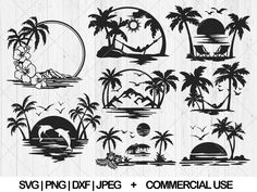 the svg files are available for use in projects like this beach scene and palm trees