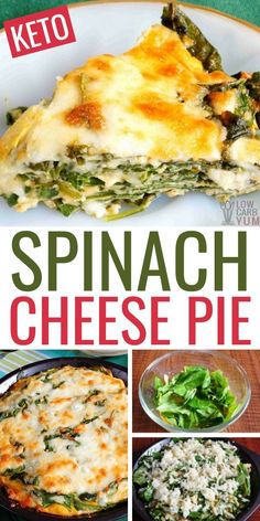 spinach and cheese pie collage with text overlay that reads spinach and cheese pie