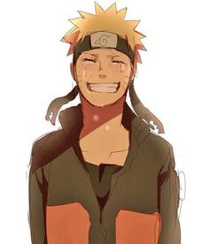 a drawing of naruto with his hair pulled back and wearing an orange shirt