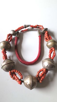 Morocco - Vintage Berber necklace with silver and coral beads Hand Beaded Jewelry, Walmart Jewelry, Sparkly Jewelry, Handcrafted Artisan Jewelry, Beads Necklace