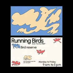 an advertisement for the running birds event