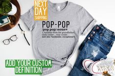 Definition Tshirt, Pops Shirt Grandpa, Retro Cotton T-shirt For Father's Day, Funny T-shirt For Father's Day Streetwear, Funny Personalized T-shirt For Father's Day, Pop Pop Shirts, Vintage Pop, Papa Shirt, Local Gifts