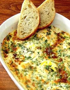 an omelet with bread in it on a table