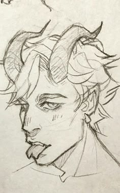 a drawing of a man with horns on his head