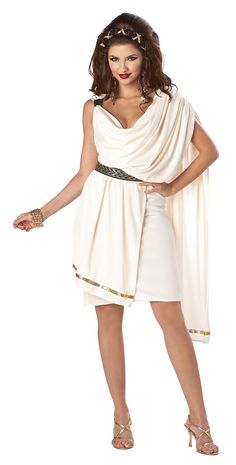 PRICES MAY VARY. Size: X-Large Women's Deluxe Classic Toga Costume 100% polyester interlock knit fabric Sleeveless pullover sheath tunic has cowl neckline 2 drapes sewn to left shoulder Greece Dress, Masquerade Party Dresses, Roman Toga, Toga Dress, Greek Dress, Toga Costume, Toga Party, California Costumes, Greek Goddess Costume