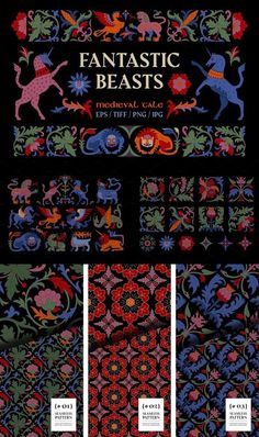 an image of some very pretty designs on the back of a book cover with different colors and sizes