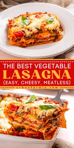 Dive into The Best Vegetable Lasagna! This cozy dinner recipe is perfect for busy weeknight dinners. An easy recipe that's Italian, vegetarian, and oh-so-cheesy, it's the ultimate meatless comfort food. Cook up a pan tonight and enjoy every delicious bite! Veg Lasagne Recipe, Vege Lasagna Vegetable Lasagne, Veggie Lasagne Recipes, Veggie Lasagna Recipe Easy, Vegetarian Dinner Recipes For Family, Meatless Lasagna Recipe, Lasagna Recipe Vegetarian, Vegetable Lasagna With White Sauce