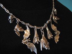 7 Bat Necklace, from Diggers Gold Jewelry on Etsy:  --> http://tidd.ly/11783ac9 <-- Bat Jewelry, Bat Necklace, Goth Jewelry, Pretty Jewellery