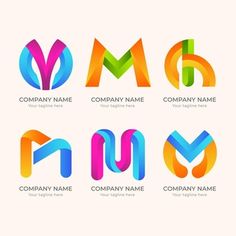 abstract logo design with letter m and o in different colors, including blue, green, pink