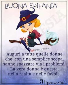 an image of a witch on a broom with her cat and the caption in spanish