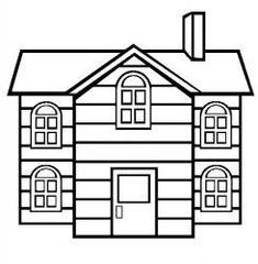 a drawing of a house that is outlined in black and white