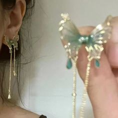 New Chinese Style Vintage Green Butterfly Tassel Earrings Fashion Design Temperament Female Earrings New Chinese Style, Green Butterfly, New Chinese, Chinese Style, Tassel Earrings, Ring Bracelet, Fashion Earrings, Jewelry Set, Tassels