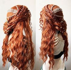 Medieval Hairstyles, Fest Outfits, Fantasy Hair, Braided Wig, Wig Lace, Curly Wig, Hair Reference, Braids Wig, Curly Wigs