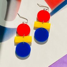 Bold Geometric Earrings With Bold Design, Bold Geometric Designed Earrings, Modern Multicolor Earrings With Bold Design, Bold Geometric Earrings, Bold Handmade Geometric Earrings, Jewelry Mood Board, Polymer Inspiration, Palette Design, Handmade Clay Jewelry