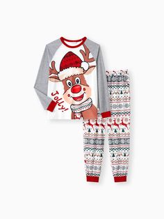 Celebrate Christmas with matching family sleepwear. The raglan sleeve design features a cartoon reindeer and Christmas-themed patterns including Christmas trees, polar bears, and snowflakes. Add the matching pet bandana to complete the family look.
* Please add each size separately to your shopping cart.
* Piece of product: Each size includes 1 set of pajamas, or 1 romper, or 1 pet bandana.
* For children's safety, pajamas should be snug-fitting or flame-resistant. These kids' and babies' pajamas are flame-resistant.
* Product features: raglan sleeves, Christmas-themed patterns
* Fabric characteristics: soft and comfortable
* Neckline: round neck
* Sleeves: long sleeves
* Style: raglan sleeve
* Fit: moderate
* Length: moderate length
* Source of goods: imported
* Supplier: PatPat Couple Outfits Christmas, Christmas Pajamas Matching, Pants Pjs, Cartoon Reindeer, Pajamas Matching, Pattern Pants, Patterns Fabric, Allover Pattern, Sleeves Style