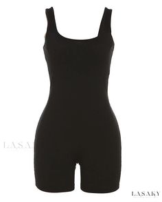 Lasaky - Contemporary Backless Halter Short Jumpsuit in Solid Color for a Captivating and Sporty Appeal Short Jumpsuit Outfit, Black Short Jumpsuit, Athletic Aesthetic, Halter Jumpsuit, Jumpsuit Outfit, Cute Outfits For School, Belted Shorts, Gaming Clothes, Active Wear Outfits