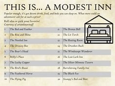 this is a modest inn info sheet