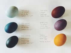 an image of different colored eggs on white paper