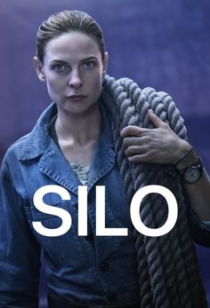 a woman holding onto a rope with the word slo in front of her face