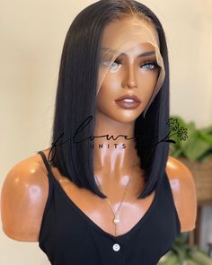 Image of a black mannequin wearing a jet black custom fit glueless bob wig. The hairline of the wig is customized with bleached knots, a plucked hairline, and no baby hair. The wig is parted down the middle. Boho Chic Hair, Frontal Bob Wig, Chic Hair Accessories, Shoulder Length Black Hair, Frontal Bob, Boho Chic Hairstyles, Bob Cut Wigs, Wash Hair