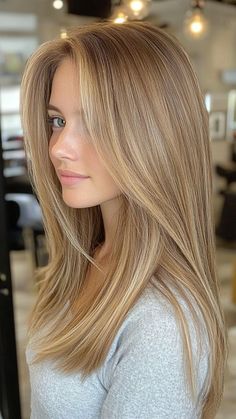 Highlights For Golden Hair, Hair For Grey Eyes, Natural Golden Balayage, Shade Of Blonde Hair Color, Highlights For Golden Blonde Hair, Blonde Brown Natural Hair, Whole Head Of Highlights, Blondish Brown Hair Dark Blonde, Dark Blonde Hair With Face Framing