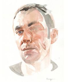 a watercolor painting of a man's face