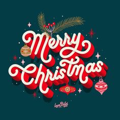 merry christmas lettering on a blue background