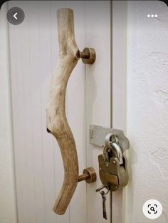 the door handle is made out of driftwood