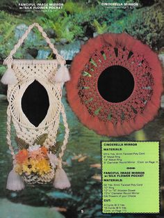 an advertisement for a bird house made out of yarn with flowers on the front and side