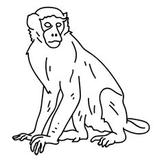 a monkey sitting on the ground coloring page