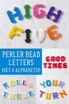 perler bead letters get 6 alphabets to make them look like they are made out of beads