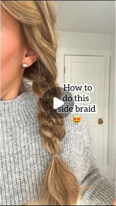 laineyostrom on January 20, 2024: "Here’s how to do this 4 strand side braid. Remember one side goes over and under and the other goes opposite, under and over! Let me know if you try!! YAY OR NAY!? - #sidebraid #sidebraids #4strandbraid #braidedhair #hairreelsofinstagram #hairtutorialsvideos #longhairtutorial #longhairbraid #hathair". How To 3 Strand Braid Your Own Hair, Easy One Side Hairstyles, Braid Hair Medium Length, How To Make Side Braids, Cute Side Braids For Long Hair, Side Braid For Medium Length Hair, Twisted Hair Braid, Long Hair Side Braid Styles, How To Make A Side Braid