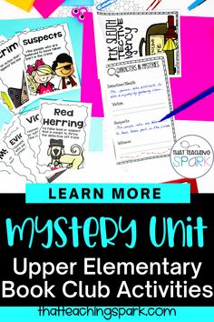 the mystery unit book club activities and resources for kids to use with their own books