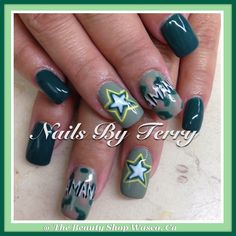 Wanna get mine done for my baby's homecoming ♥ Army Nail Art, Arty Nails, Decal Nails, Baby Nails, Army Strong, Army Mom, Acrylic Designs