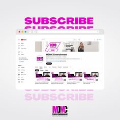 the subscribe website is displayed on a computer screen with pink and purple lettering