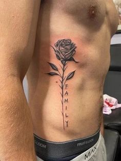 Rub Tattoos Men, Tattoo Ideas For Men Ribcage, Back Side Tattoo For Men, Men’s Neck Tattoos Side, Rose Tattoo Men Back, Mens Tattoos Designs, Men’s Side Rib Tattoo, Side Tattoos Men Ribs Guys, Rose Side Rib Tattoo