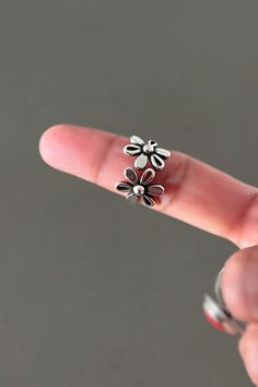 Handmade Flower-shaped Ring, Adjustable Flower Charm Ring, Hypoallergenic Sterling Silver Toe Rings, Adjustable Flower Ring With Charm As Gift, Adjustable Flower Charm Ring Perfect For Gifts, Adjustable Flower Charm Ring Perfect As Gift, Adjustable Flower Ring Ideal For Gifts, Adjustable Flower Charm Ring Gift, Minimalist Ring As Spring Gift