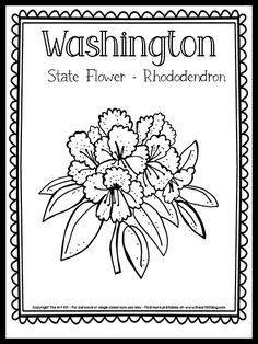 the washington state flower - rhaddenron coloring page is shown in black and white