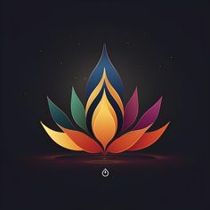 a colorful lotus flower on a dark background