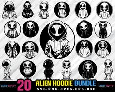 the alien hoodie bundle includes 20 svg files