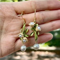 Dainty Flower Earrings, Gold Floral Jewelry, Pink Bohemian Jewelry, Pink Lily Flower, Boho Wedding Jewelry, Formal Earrings, Bohemian Flower, Lily Of The Valley Flowers