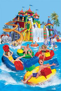 Water Theme Park, Legoland California, Splash Park, Illustration Art Kids, Park Ideas, Vintage Illustration Art, Playground Ideas, Parc D'attraction, Water Parks