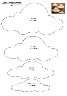 paper clouds with measurements for each cloud