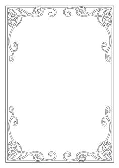 a square frame with swirls and scrolls on the edges, in black and white